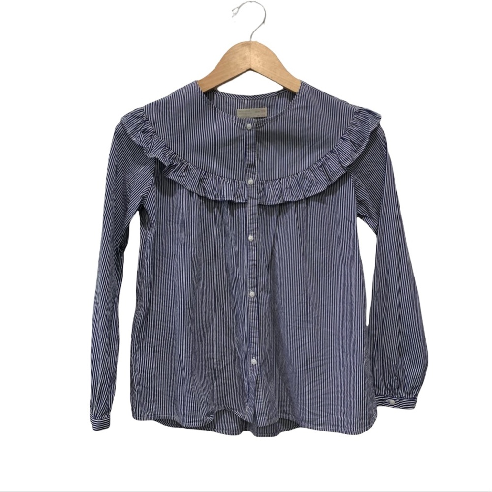Zara Girls Striped Ruffle Button Front Shirt